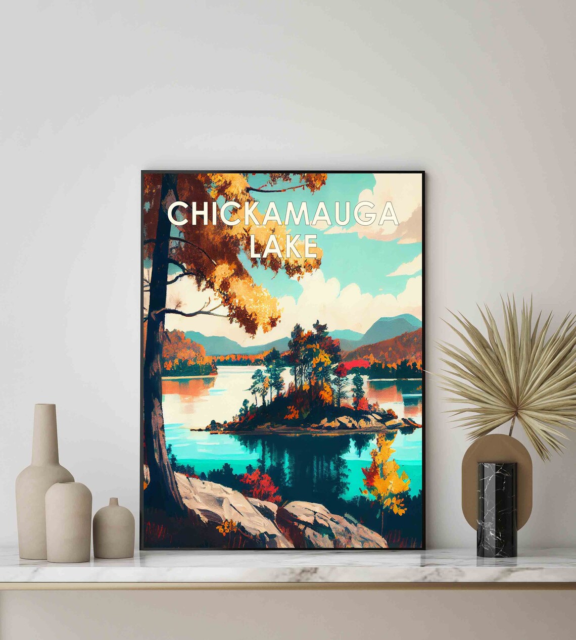 Chickamauga Lake Autumn Island Glassy Water Tennessee Fall Poster - Image 2