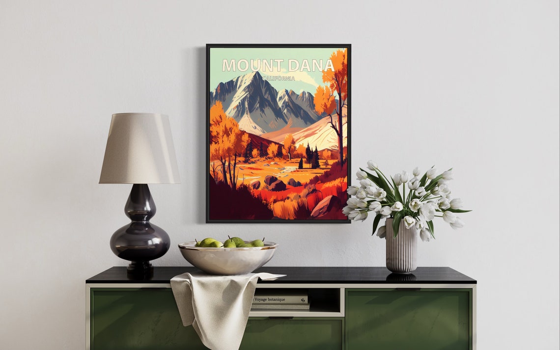 Mount Dana California Alpine Valley Fall Foliage Retro Travel Poster - Image 3