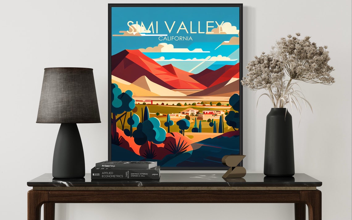 Simi Valley California Red Mountains Ranch Sunset Travel Poster - Image 3