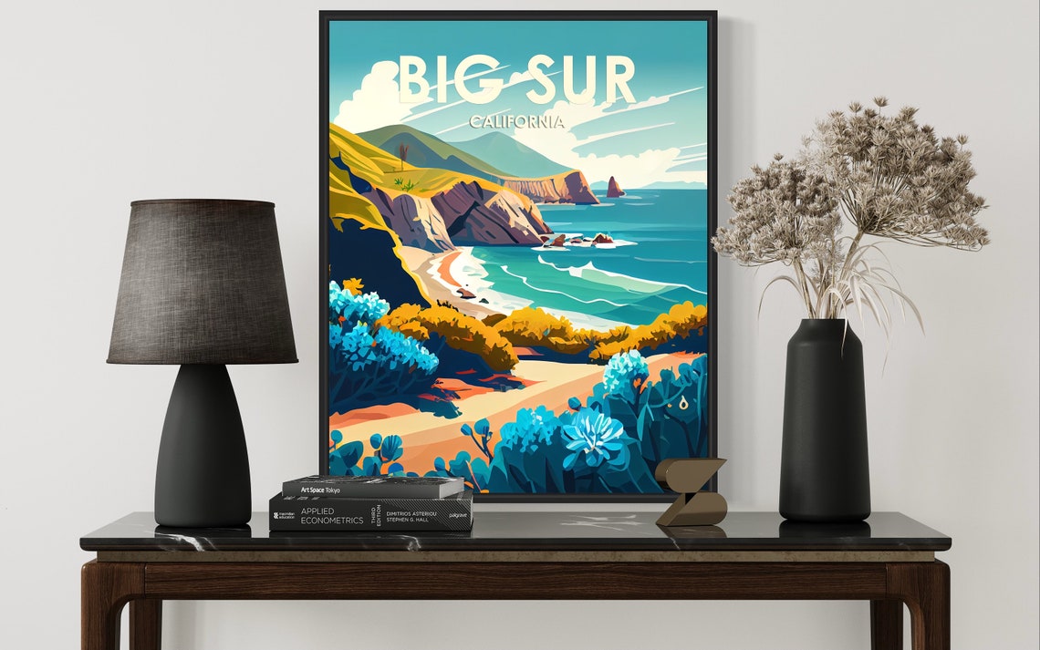 Big Sur California Dramatic Coastal Cliffs Wildflower Poster - Image 3
