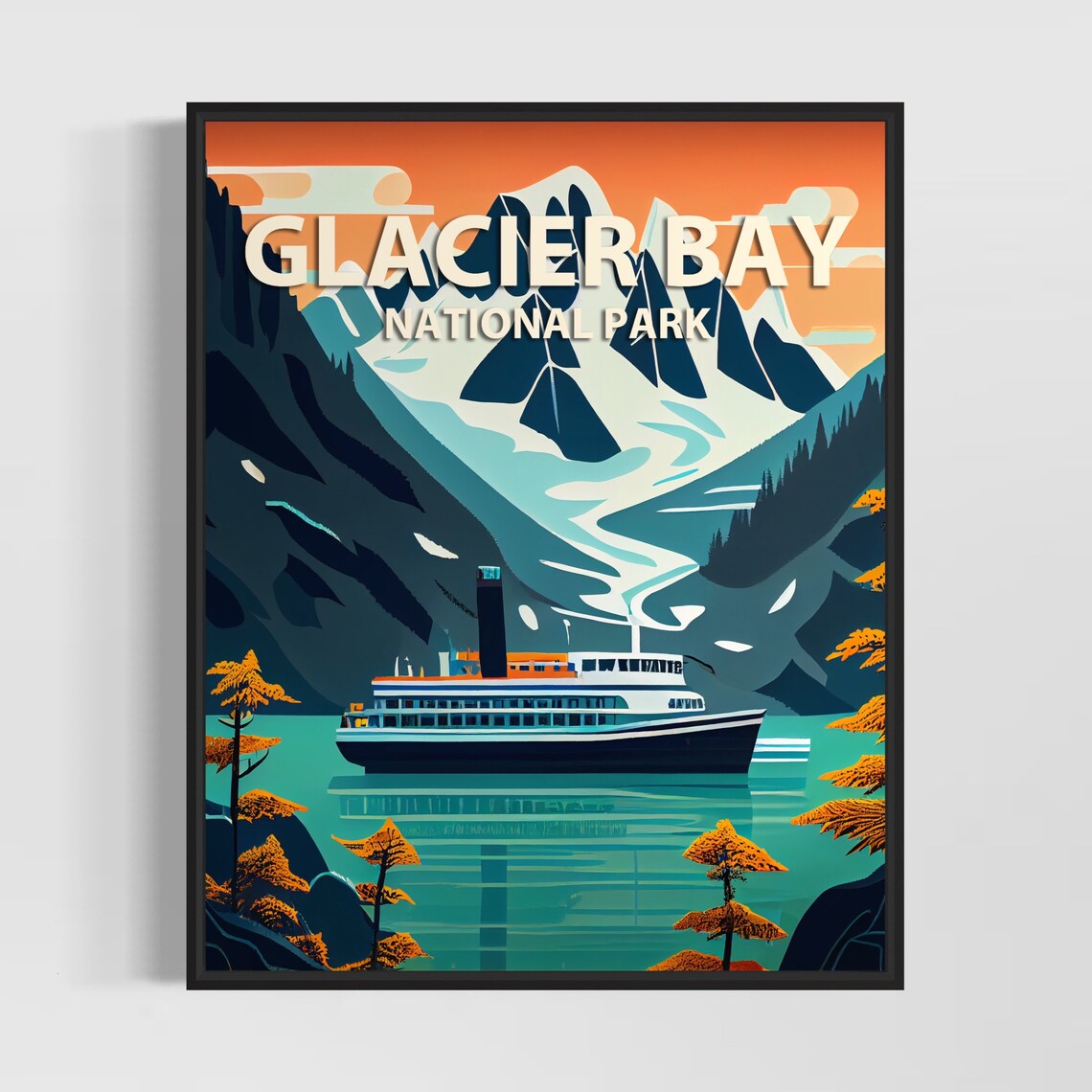 Glacier Bay National Park Cruise Ship Glacial Fjord Travel Poster