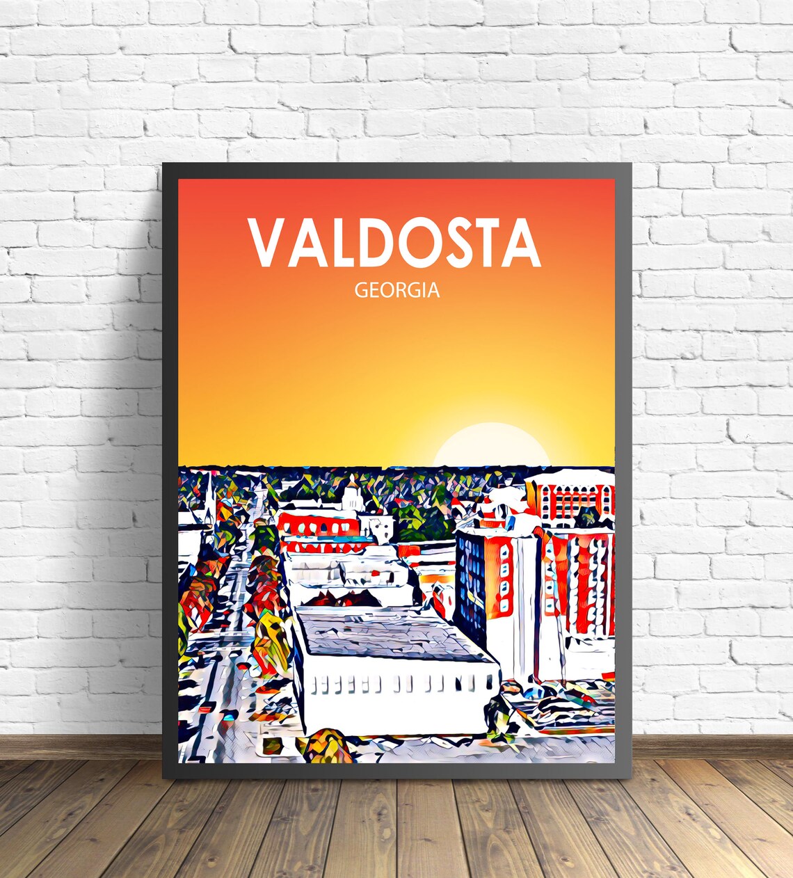 Valdosta Ga Art Poster Georgia Sunset Landscape Poster Print Valdosta City Wall Art Colorful Skyline Sketch Photo