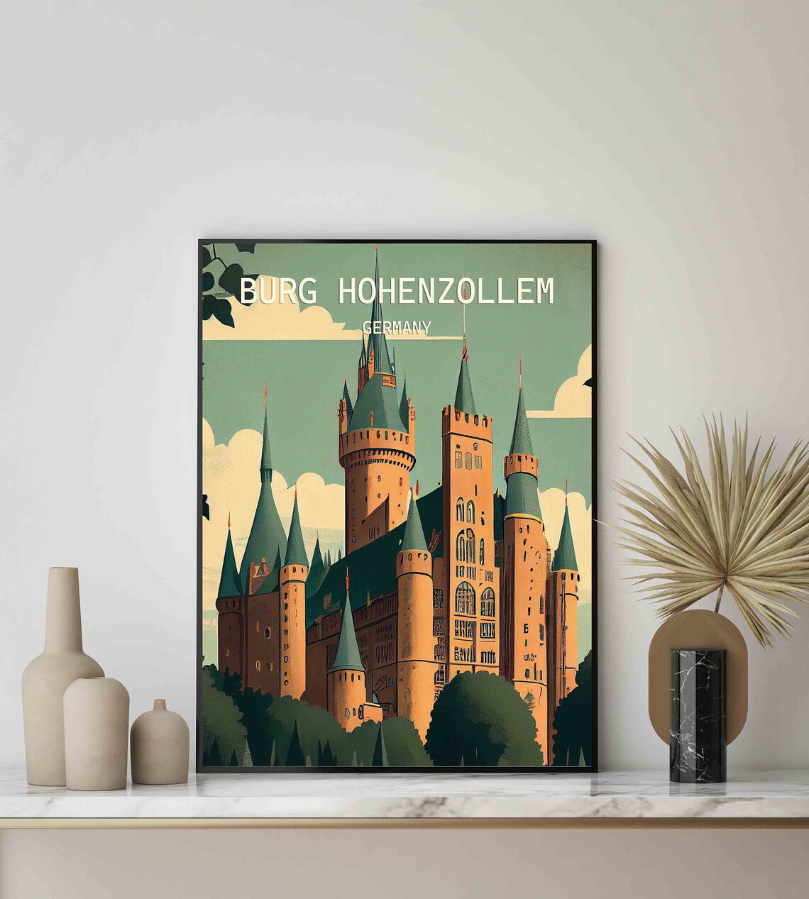 Burg Hohenzollern Germany Fairytale Castle Retro Travel Poster - Image 2