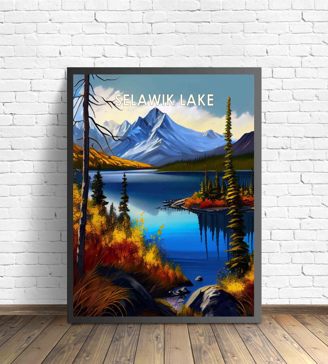 Vintage Selawik Lake Alaska Autumn Mountain Lake Landscape Poster