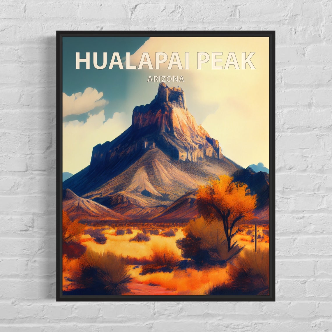 Rugged Hualapai Peak Arizona Desert Summit Sunset Glow Art Poster