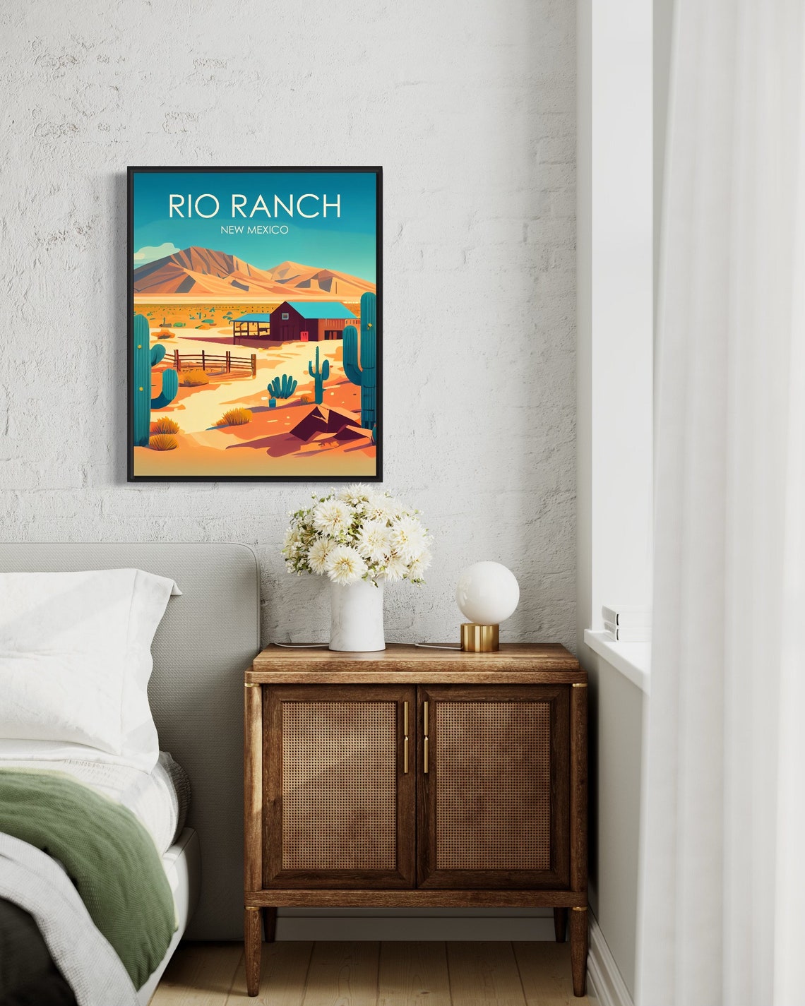 Rio Ranch New Mexico Desert Barn Cactus Ranch Vintage Poster - Image 3