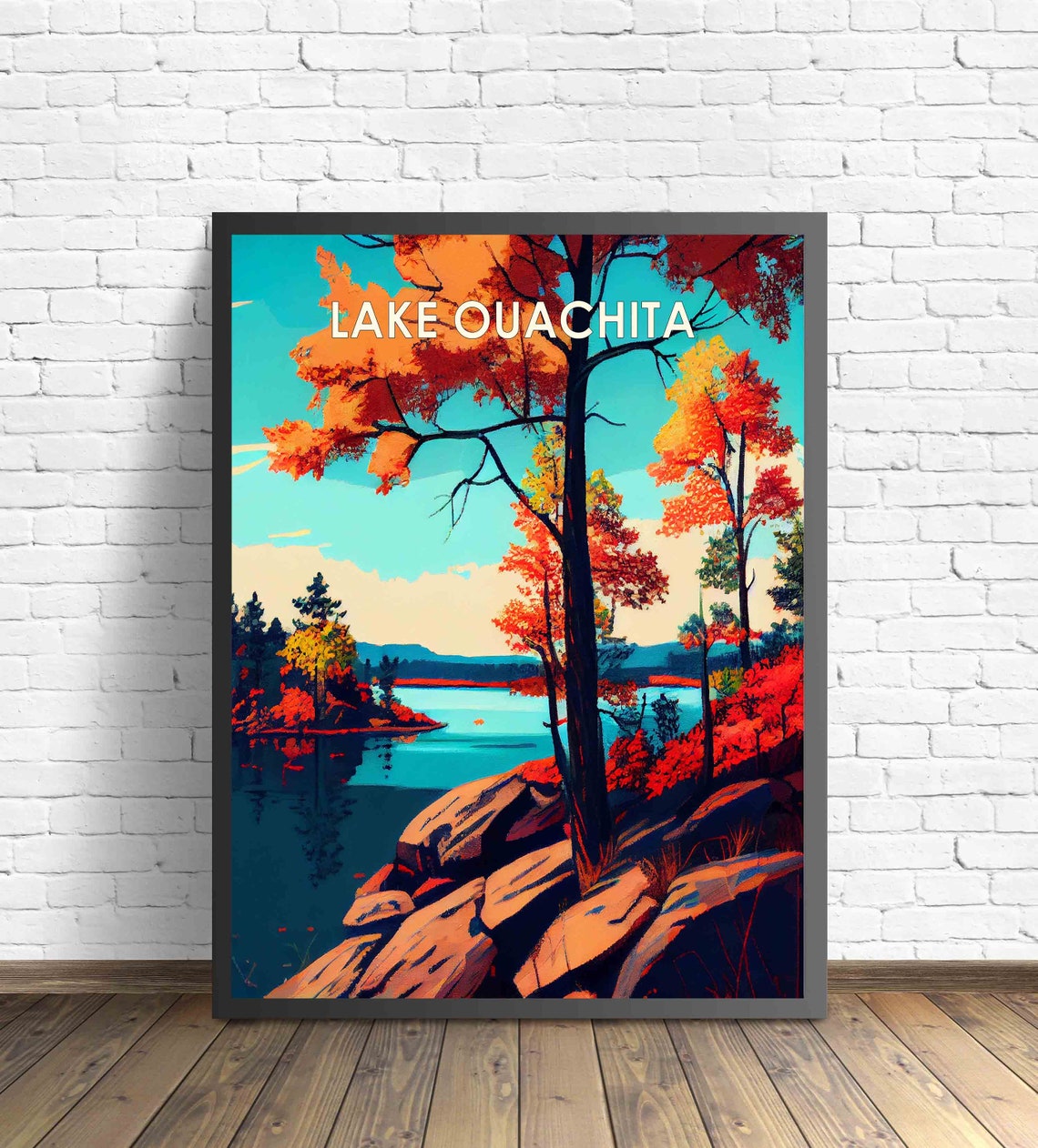 Lake Ouachita Autumn Shoreline Rocky Cove Fall Colors Poster