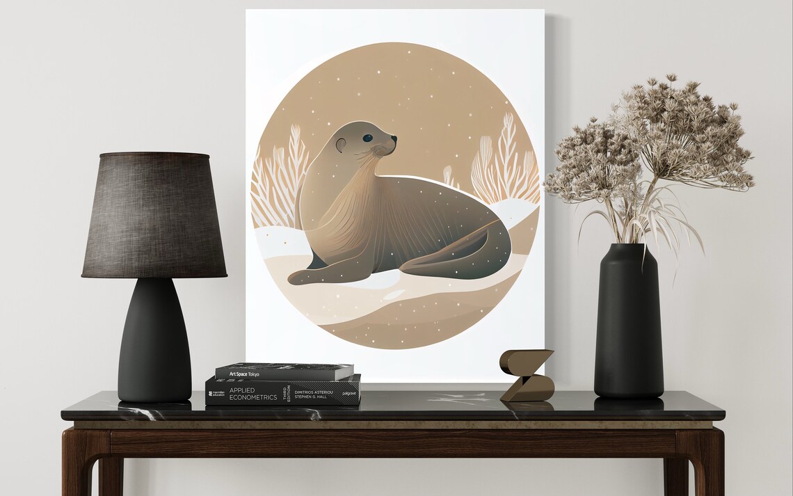 Seal Retro Art Print Seal Illustration Seal Vintage Minimal Design Poster - Image 2