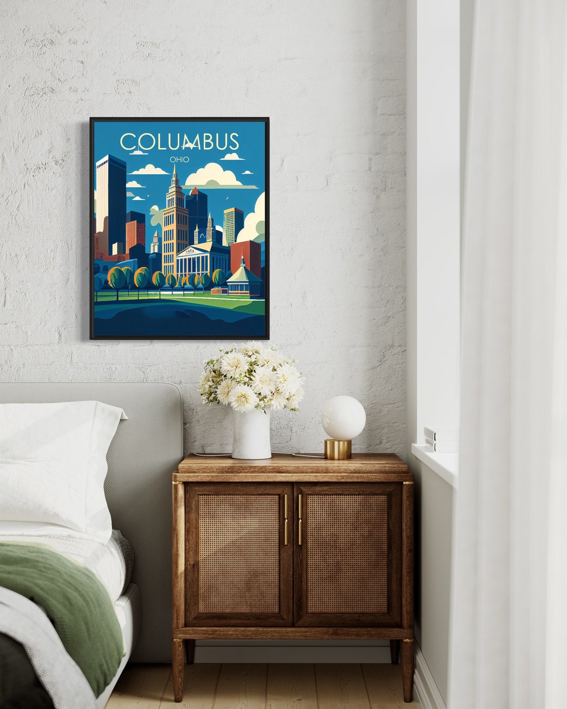 Columbus Ohio Downtown Skyline Green Riverfront Park City Poster - Image 3