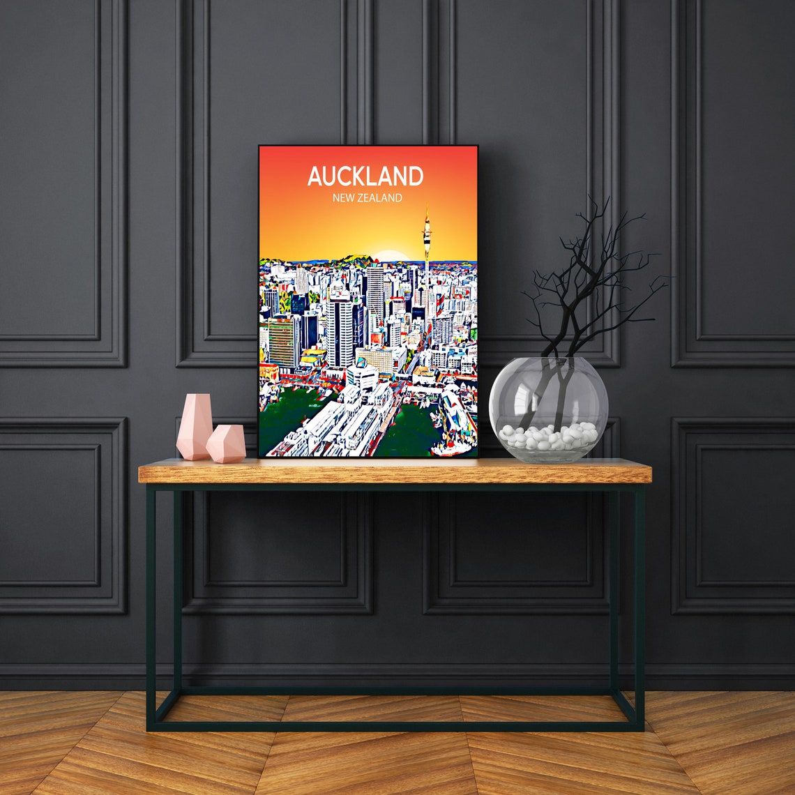 Auckland New Zealand Sunset Skyline Sky Tower Travel Poster Art - Image 3