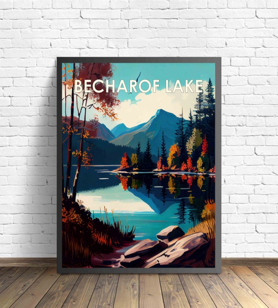 Becharof Lake Retro Art Print Becharof Lake Wall Art Illustration Becharof Lake Vintage 1960s Design Poster Artwork