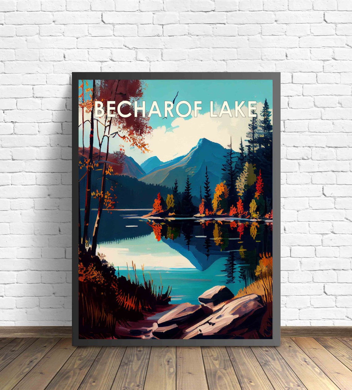 Becharof Lake Retro Art Print Becharof Lake Wall Art Illustration Becharof Lake Vintage 1960s Design Poster Artwork