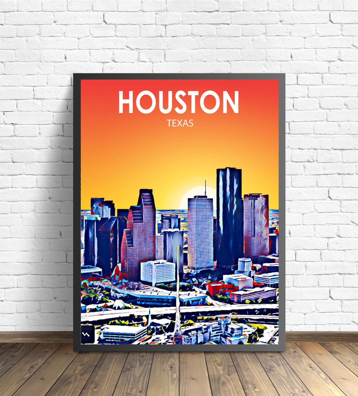Houston Texas Sunset Downtown Skyline Modern City Art Poster