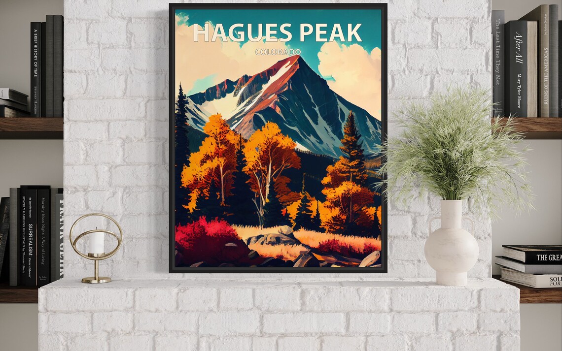 Hagues Peak Colorado Broad Snowy Summit Golden Aspens Poster - Image 3