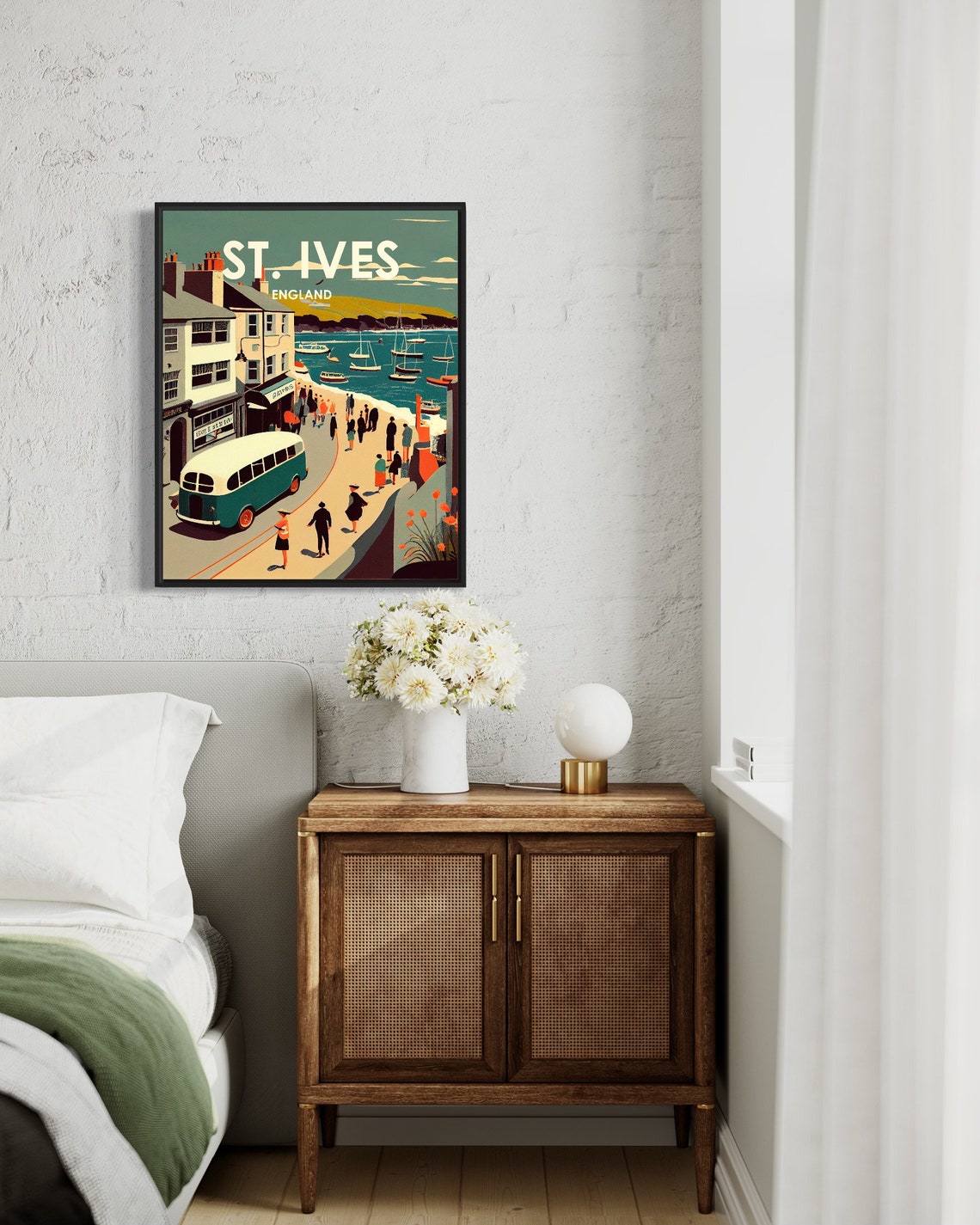St Ives England Bustling Harbour Seaside Street Scene Retro Poster - Image 3