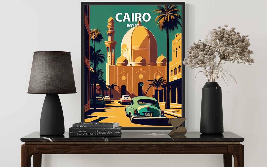 Cairo Retro Art Print Cairo Wall Art Illustration Cairo Vintage Minimal Design Poster - Image 3