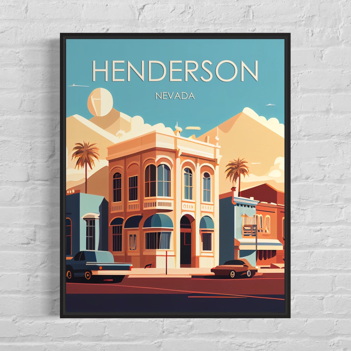 Henderson Nevada Historic Downtown Classic Cars Travel Poster