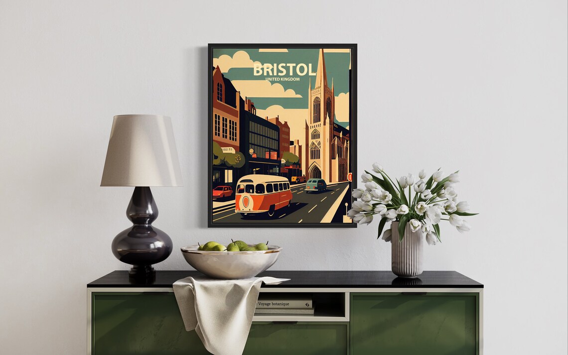 Bristol United Kingdom Retro Bus Street Vintage Travel Poster - Image 3