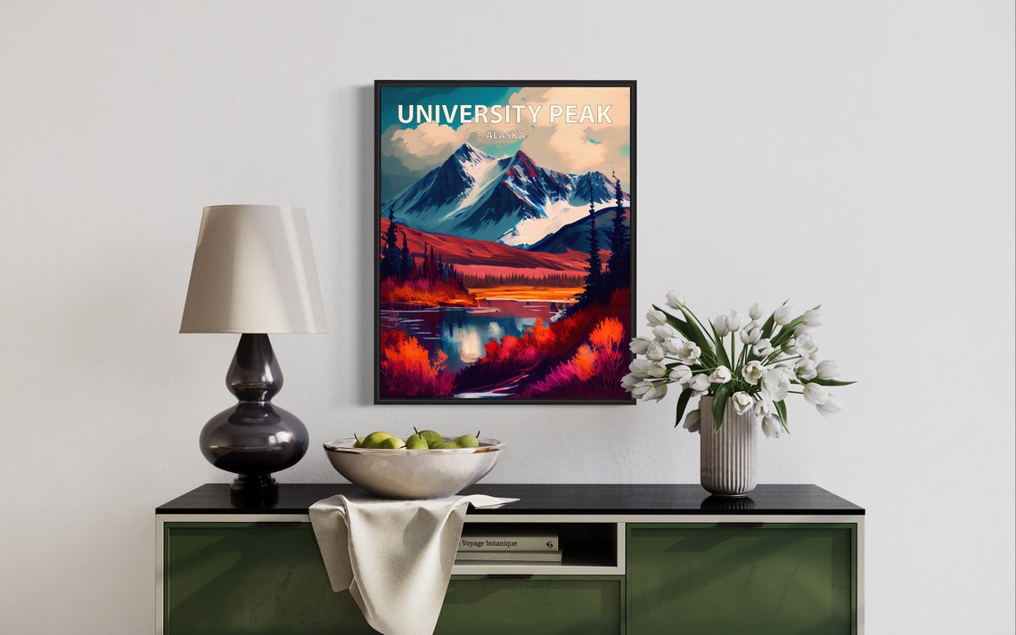 University Peak Alaska Snowy Summit Lake Reflection View Poster - Image 3