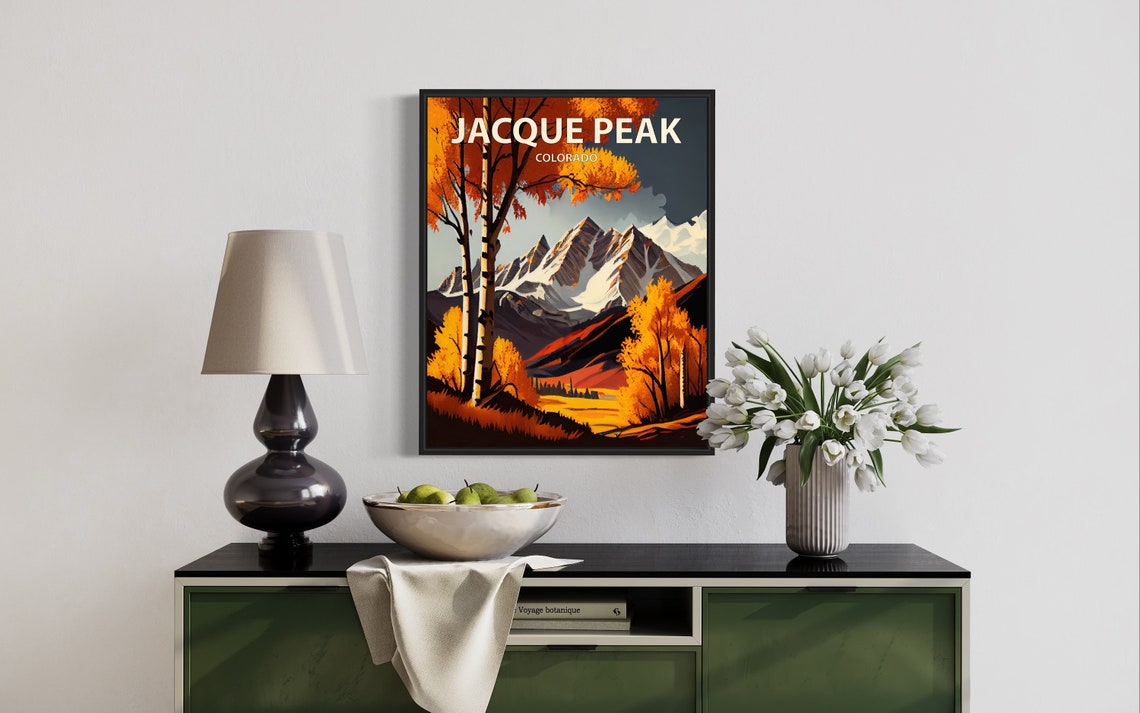 Jacque Peak Colorado Aspen Trees Fall Colors Snowy Ridge Poster - Image 3