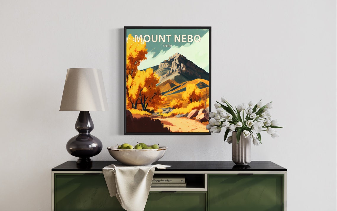 Mount Nebo Utah Rocky Summit Golden Cottonwoods Desert Art Poster - Image 3