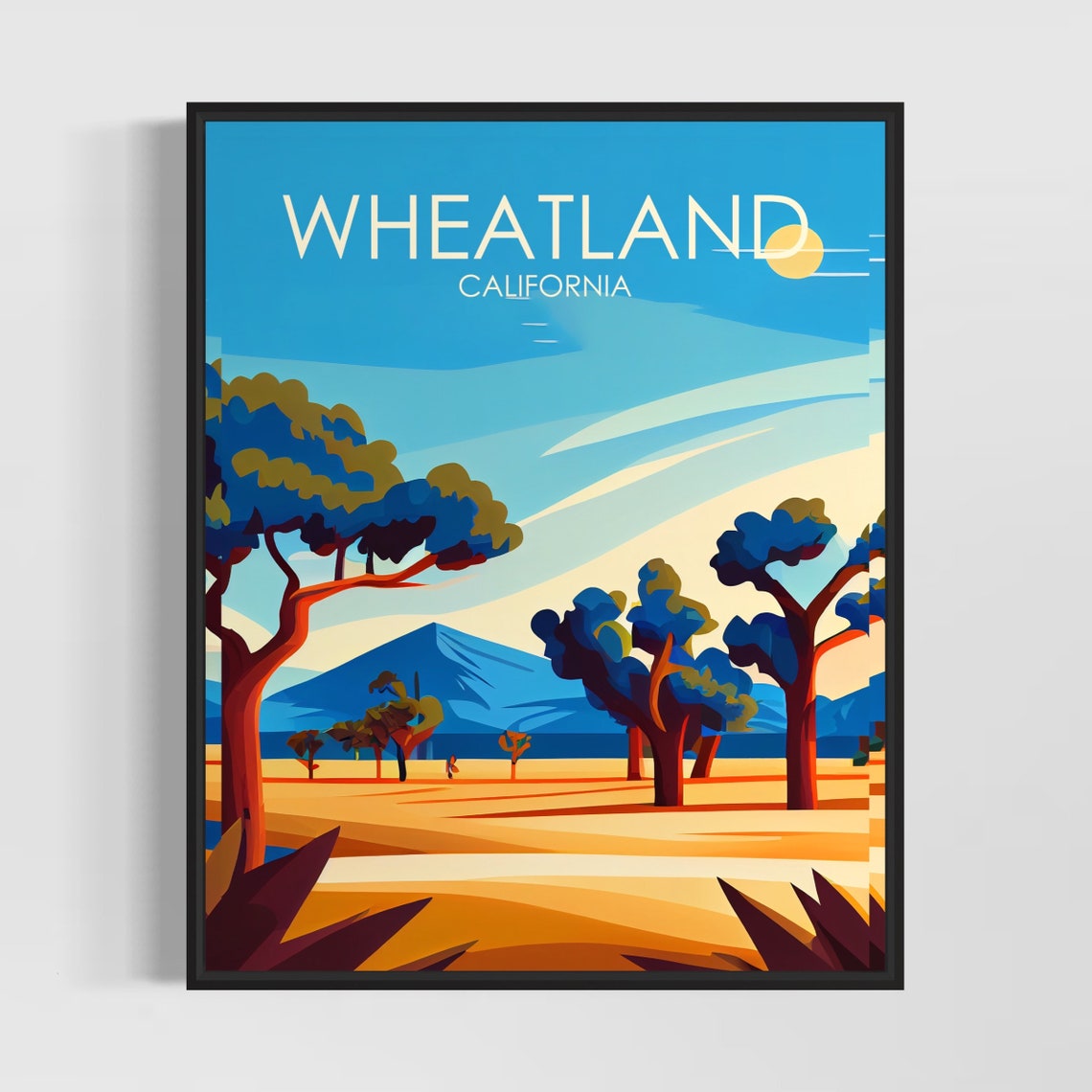 Wheatland California Oak Trees Golden Rolling Fields Poster Artwork