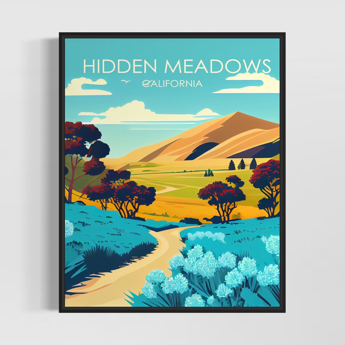Hidden Meadows California Wildflower Meadow Hills Art Poster