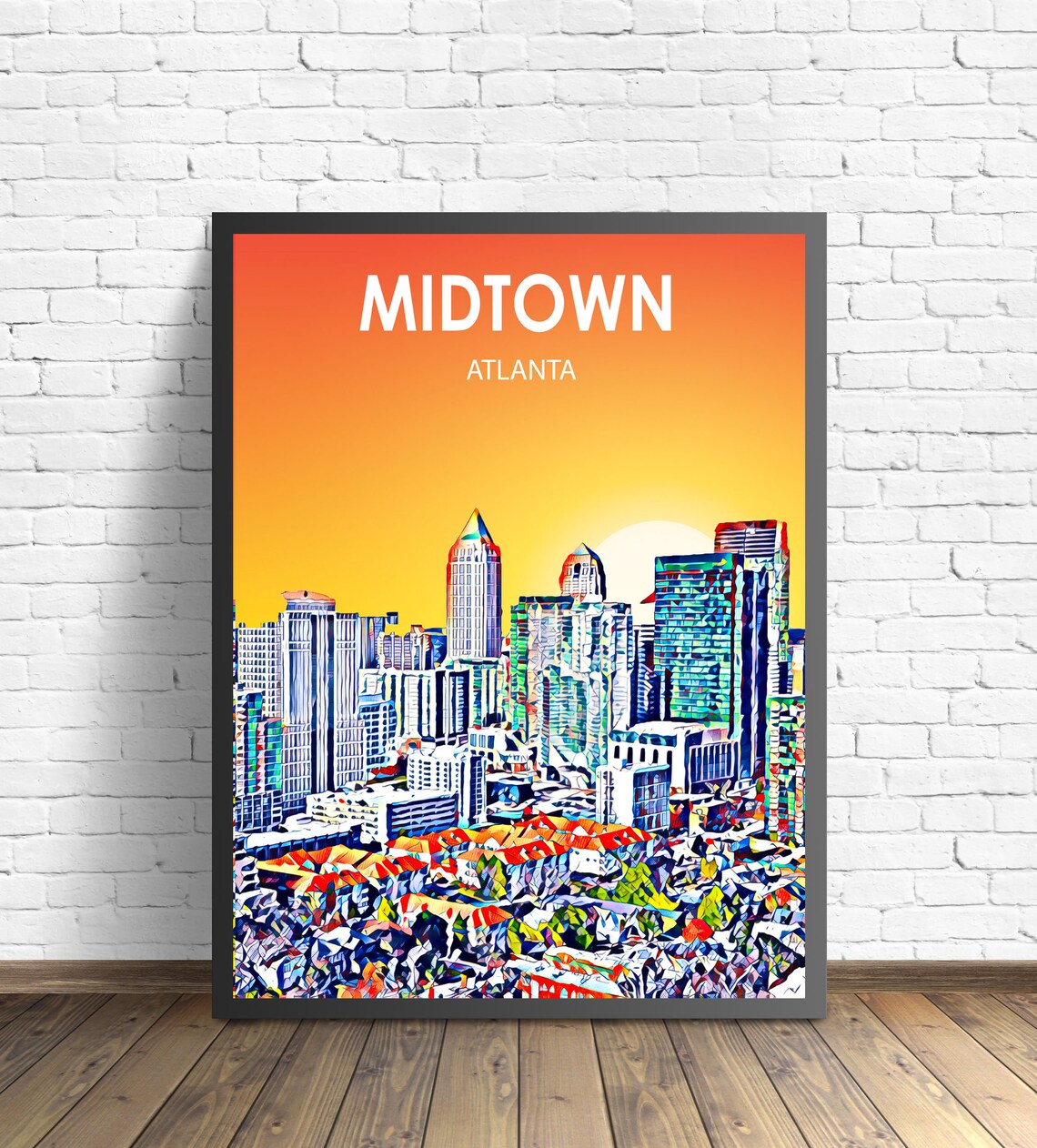 Midtown Atlanta Georgia Colorful Sunset Skyline City Travel Poster