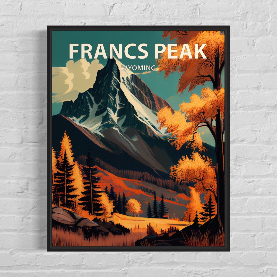 Francs Peak Wyoming Jagged Snow Summit Golden Aspen Art Poster