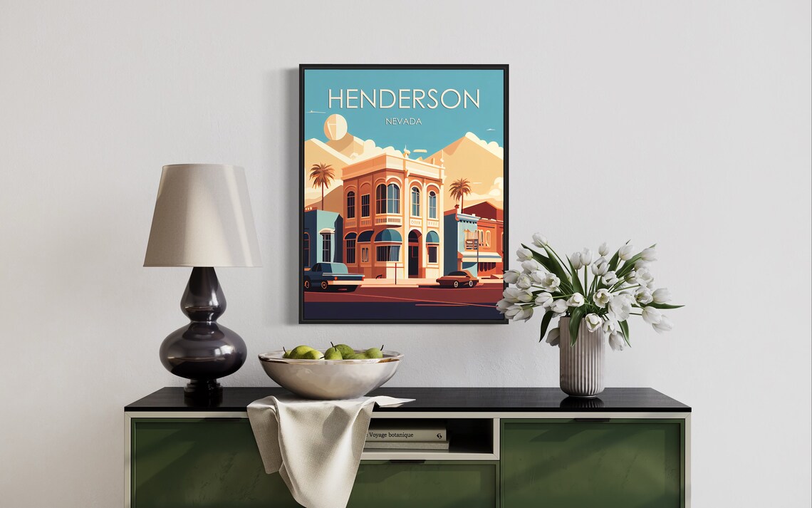 Henderson Nevada Historic Downtown Classic Cars Travel Poster - Image 3