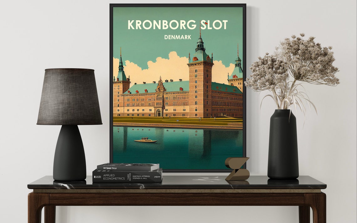 Kronborg Slot Denmark Castle by the Water Retro Travel Poster - Image 2