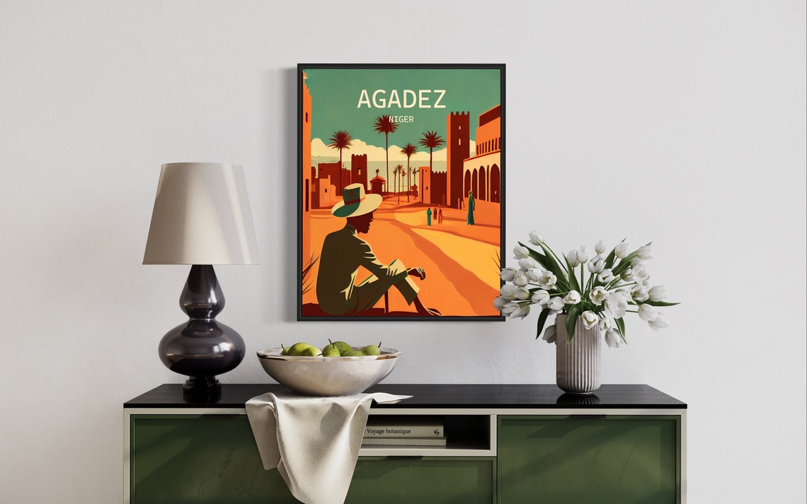 Agadez Niger Desert Old Town Street Retro Africa Travel Poster - Image 2