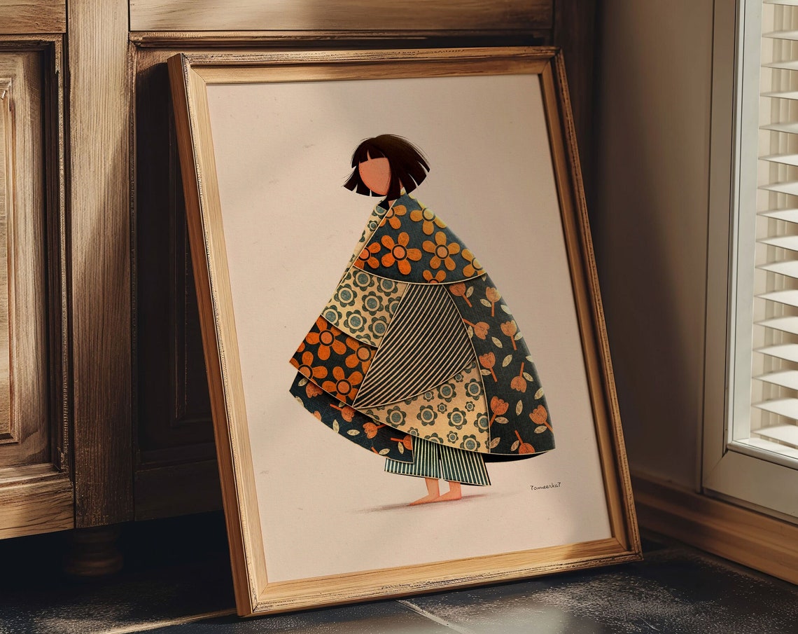 Feeling Blue Girl Poster, Boho Woman Art Print - Image 2