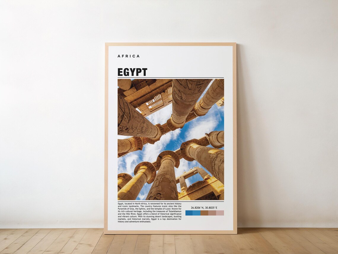 Egypt Karnak Temple Ancient Columns Photo Travel Africa Poster