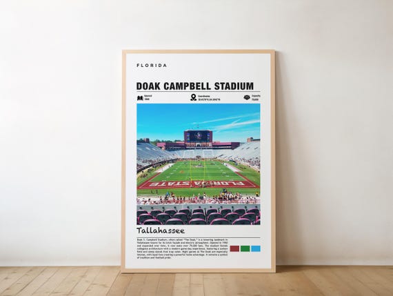 Doak S Campbell Stadium Print Florida Poster Tallahassee Views Art Urban Charm Football Arena Sports Venue