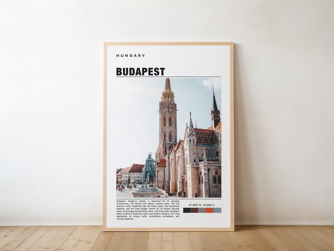 Budapest Hungary Matthias Church Gothic Spires Photo Travel Poster