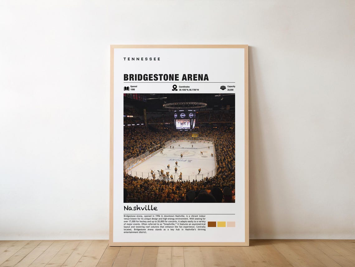 Bridgestone Arena Print Tennessee Poster Nashville Views Art Music City Charm Beauty Sports Venue