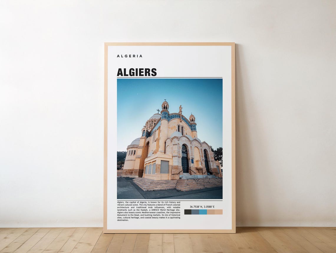 Algiers Algeria Historic Basilica Architecture City Travel Poster