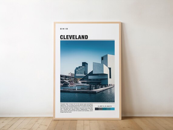 Cleveland Ohio Rock Hall Waterfront Skyline Photo Travel Poster