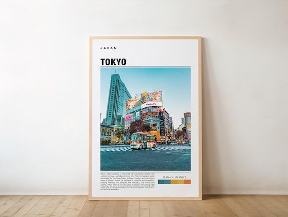 Tokyo Japan Shibuya Street Travel Poster Neon Cityscape Photo Artwork