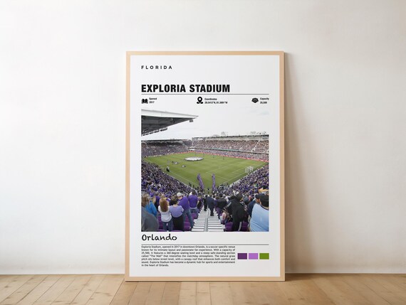 Exploria Stadium Orlando Soccer Venue Poster With Purple Crowd On Match Day