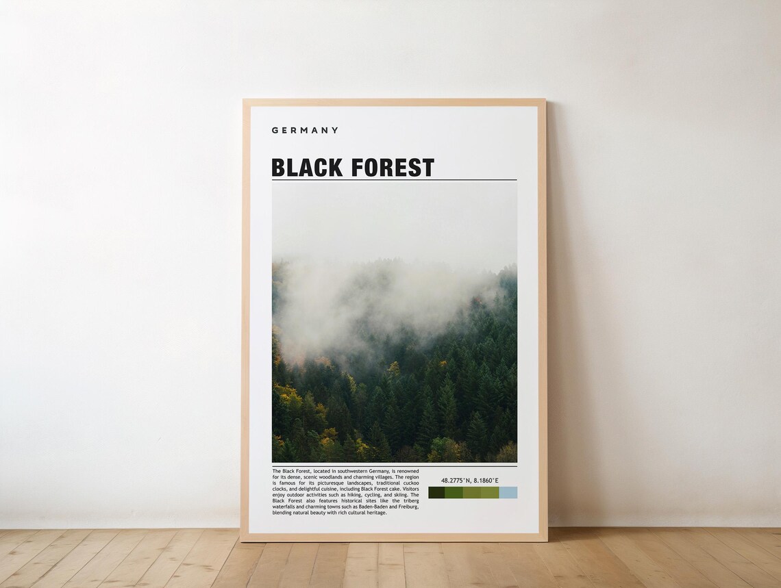 Black Forest Germany Misty Evergreen Hills Travel Photo Poster