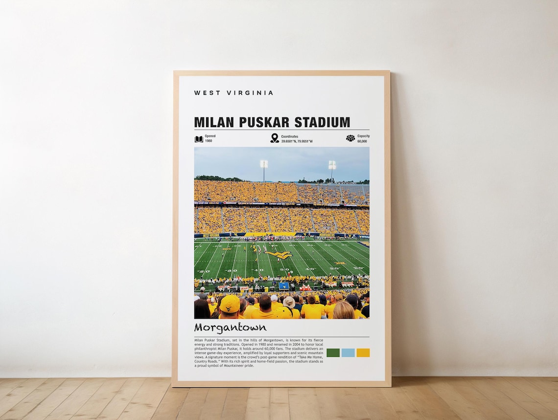 Milan Puskar Stadium West Virginia Poster, Urban Charm