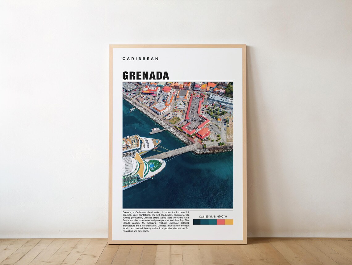 Grenada Print Poster Wall Art Travel Artwork Photo Caribbean