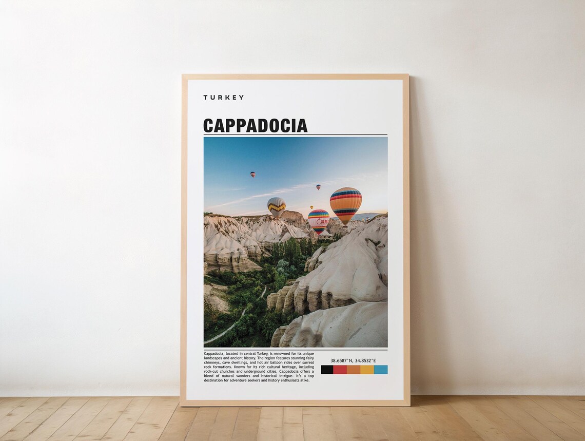 Stunning Cappadocia Turkey Hot Air Balloons Photo Travel Poster