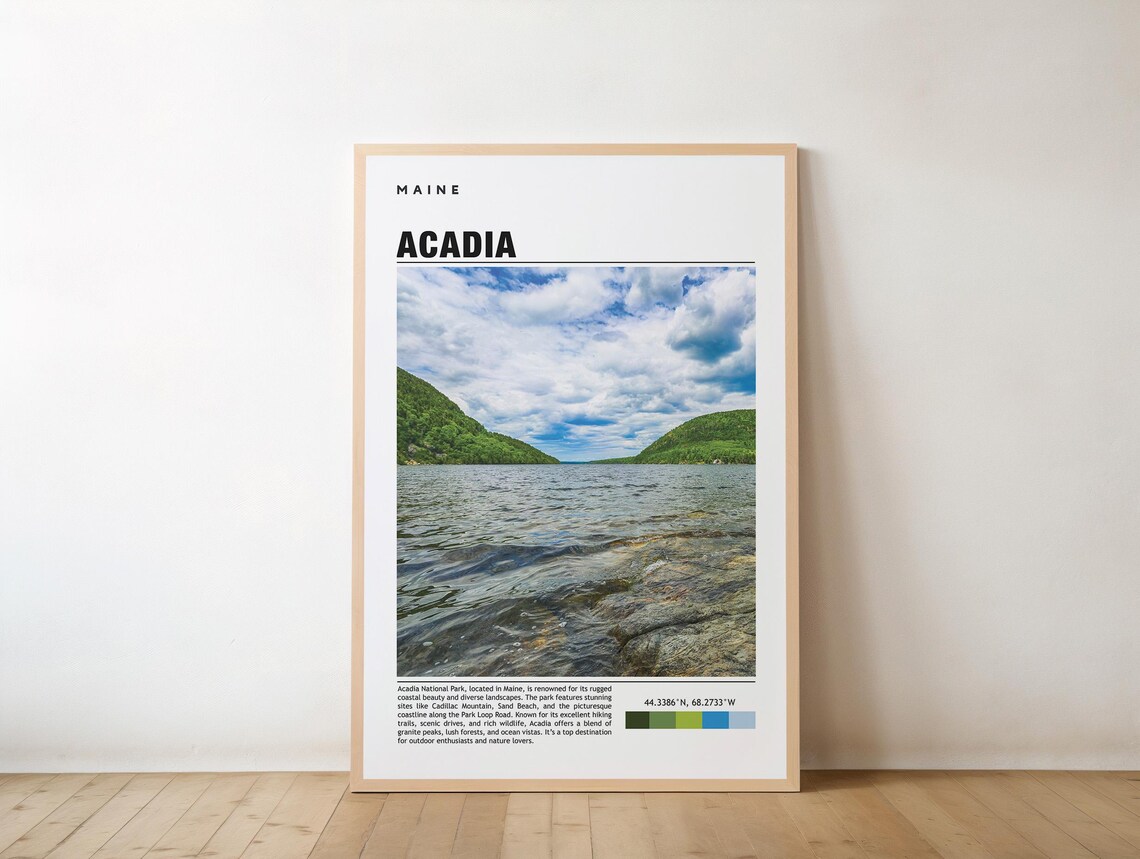 Acadia National Park Maine Lake Photo Travel New England Poster