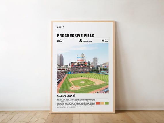 Progressive Field Print Ohio Poster Cleveland Views Stadium Art Lakefront Charm Beauty Sports Venue Urban Vibe