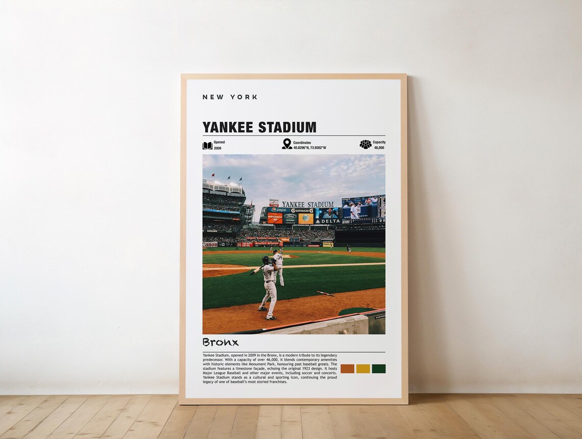 Yankee Stadium Bronx New York Baseball Sports Venue Travel Poster