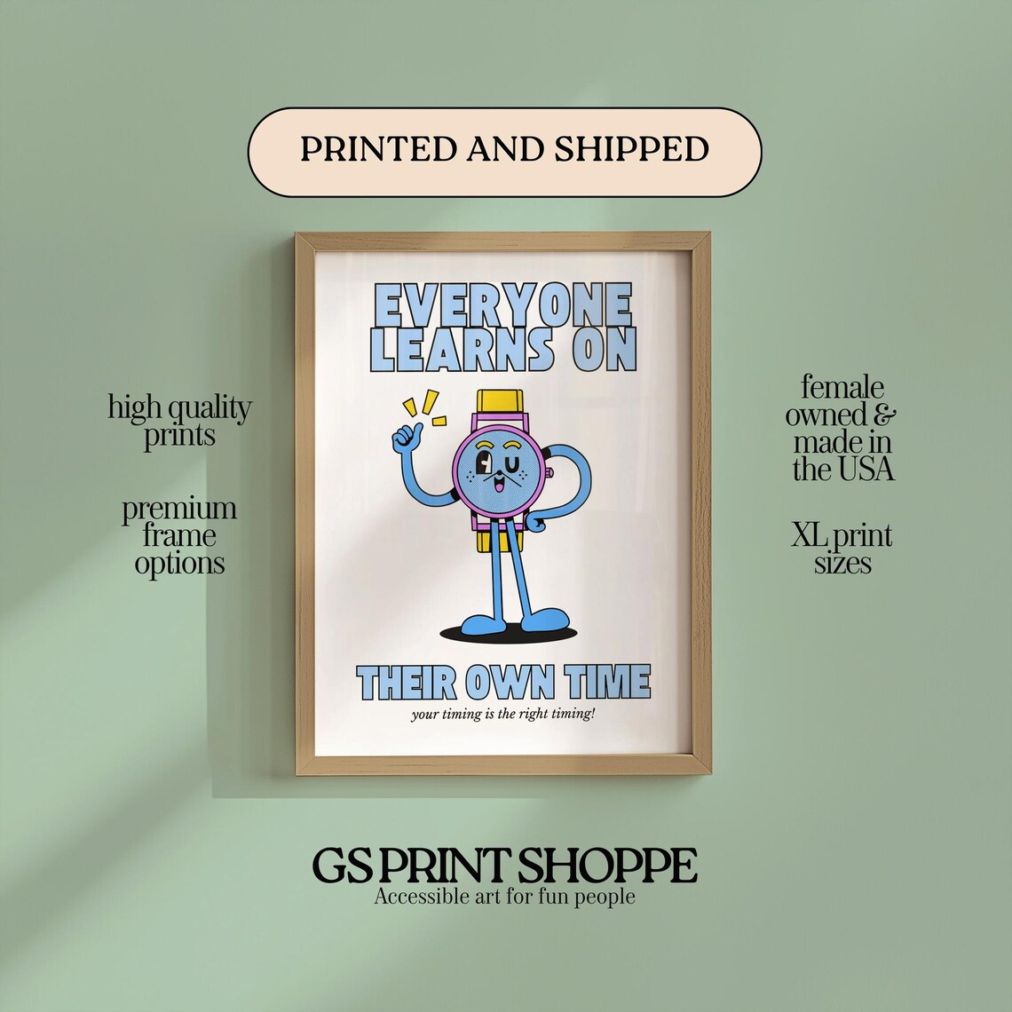 Everyone Learns on Their Own Time Watch Character Quote Wall Art