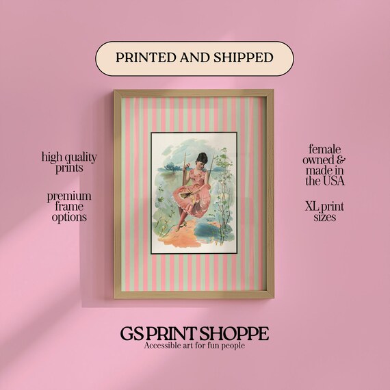Girl On A Swing Stripe Vertical Art Print
